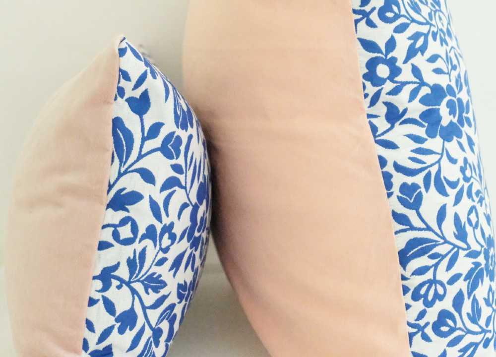 China Blue and Pink Floral Pillow Covers
