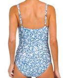 White and Blue Floral Swim