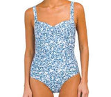 White and Blue Floral Swim