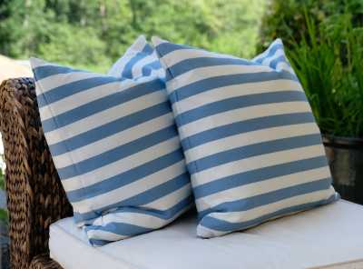 Blue and white striped pillow covers