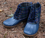 Navy Plaid Boots