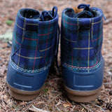 Navy Plaid Boots